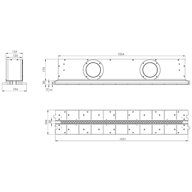 Ergovent Lineo Pro 125 Puzzle - 1050mm -2x125mm Side Connections