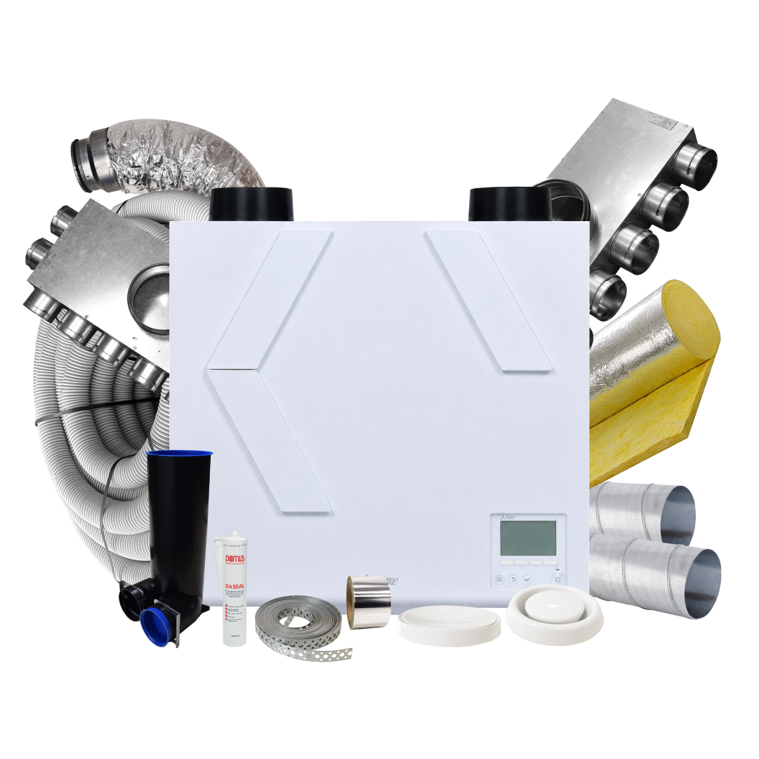 Mitsubishi Lossnay VL-500 (R) Residential MVHR - RIGHT – 15 Room Complete MVHR Kit