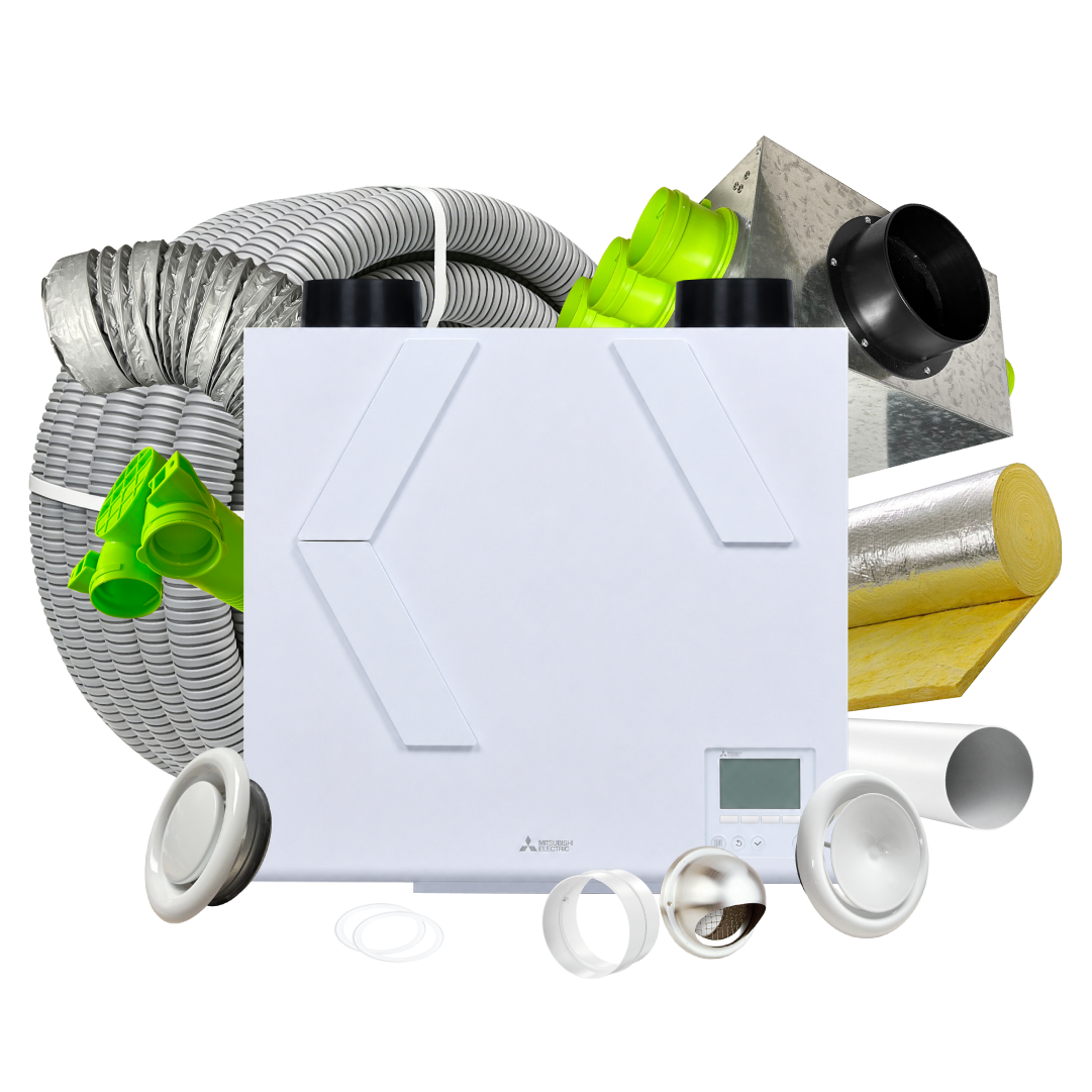 BPC Standard 10 Room MVHR Kit – Mitsubishi Lossnay VL-250 (R) Residential MVHR - RIGHT