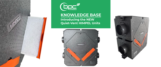 Quiet-Vent HIMPEL MVHR units with HEPA filtration providing quiet, energy-efficient ventilation and improved indoor air quality for homes and commercial spaces