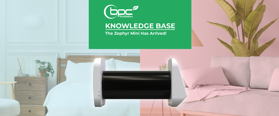 BSK Zephyr Mini decentralized single-room heat recovery ventilation unit providing energy-efficient fresh air supply with up to 90% heat recovery for modern airtight homes