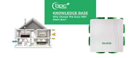 Duco MEV Silent Box ultra-quiet ventilation system with humidity control and energy-efficient extraction for improved indoor air quality