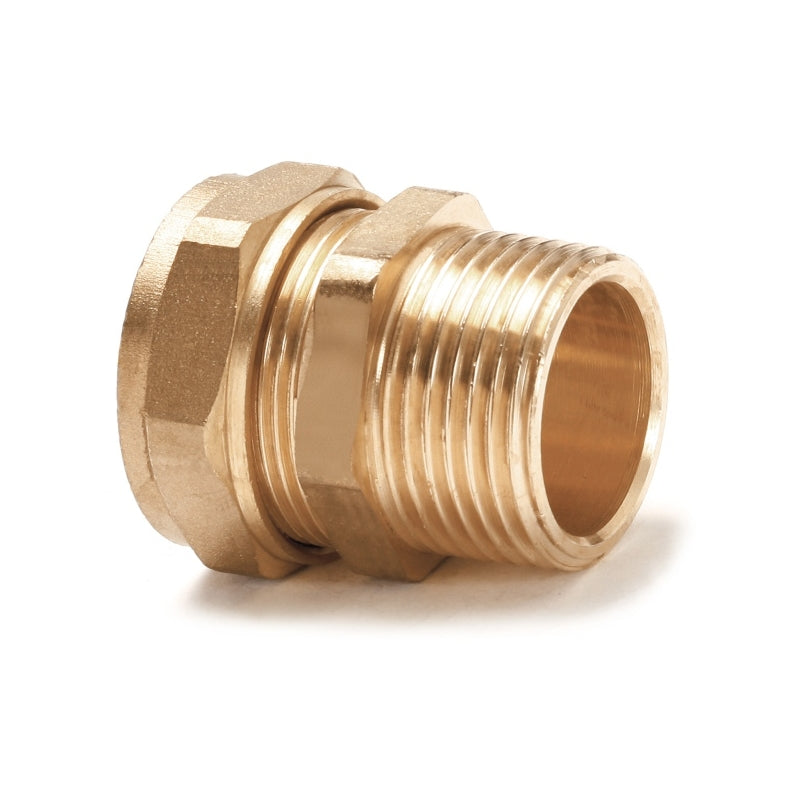 Brass 22mm x MI tapered coupling for secure HVAC and underfloor heating installations
