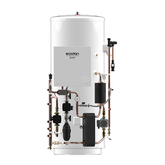Mitsubishi 300L pre-plumbed cylinder for Ecodan R290 and R32 monobloc heat pump systems