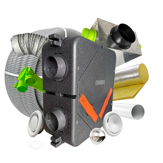BPC Standard 8 Room MVHR Kit – Quiet-Vent Himpel 250 EPP MVHR with controller, bypass and HEPA filter