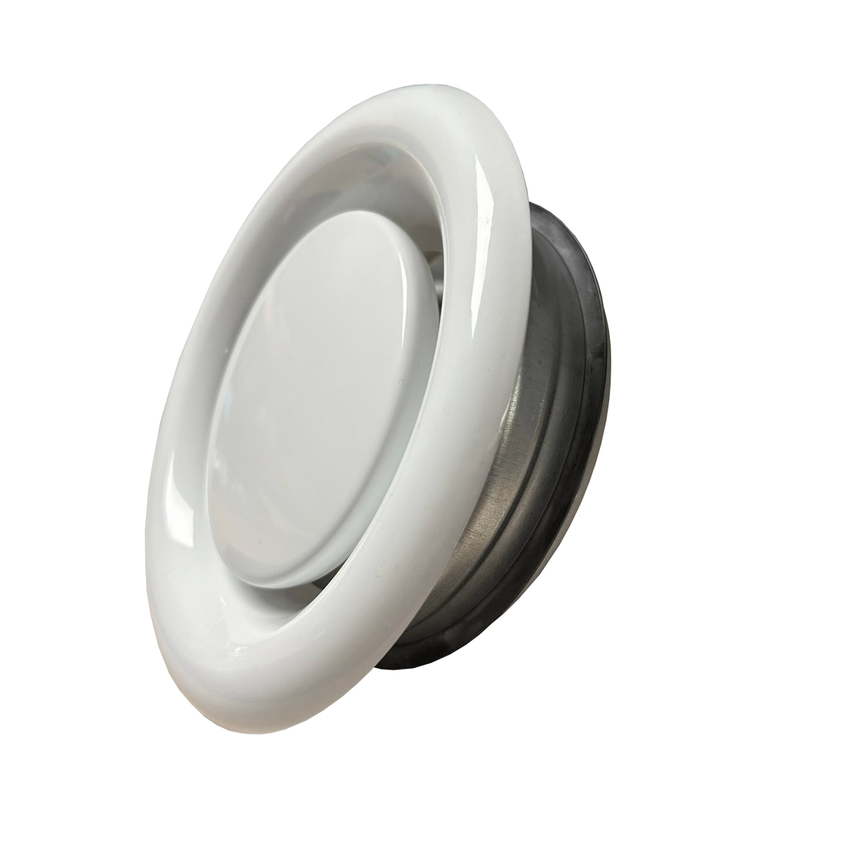 Quiet-Vent 125mm Metal Air Exhaust Valve - with Mounting Collar & sealing ring