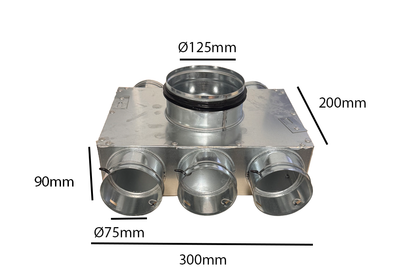Quiet-Vent 6 Point 75mm Top Entry Distribution Box 125mm Spigot
