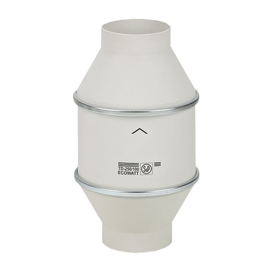 S&P TD-250/100-T Standard In-Line Fan c/w Timer - Rated @69.4l/s 2 speed