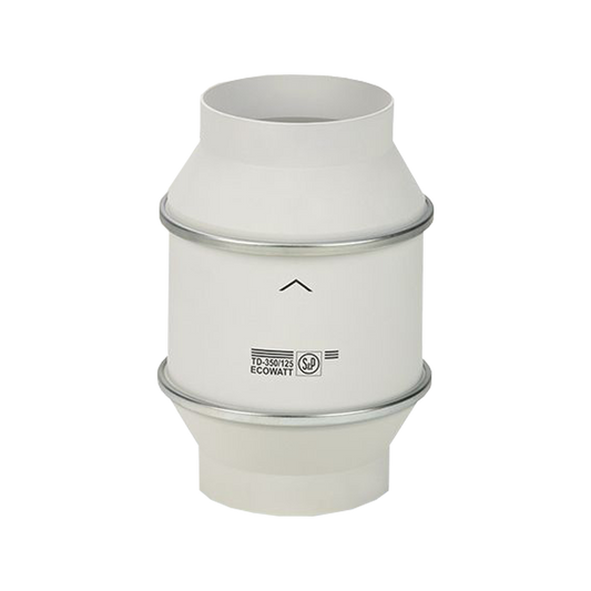 S&P TD-350/125-T Standard In-Line Fan c/w Timer - Rated @91.6l/s 2 speed
