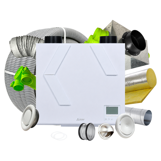 BPC Standard 12 Room MVHR Kit – Mitsubishi Lossnay VL-500 (L) Residential MVHR - LEFT