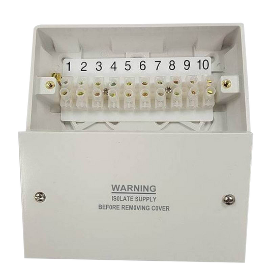 10 terminal junction box for underfloor heating and central heating wiring connections